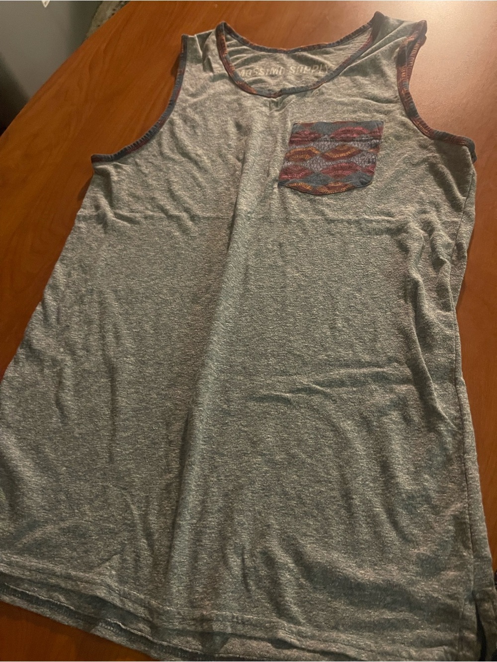 Mossimo Supply Co. Heather Gray Tank with Multicolor Pocket